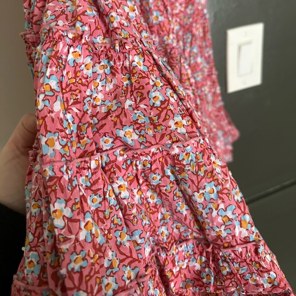 Poupette St Barth Soledad Floral Smocked Asymmetrical Mini Ruffle Dress Sz Small - Picture 6 of 9